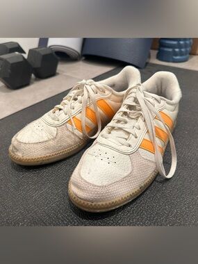 Adidas Handball Spezial Sneakers White Orange Gum Sole Size 7